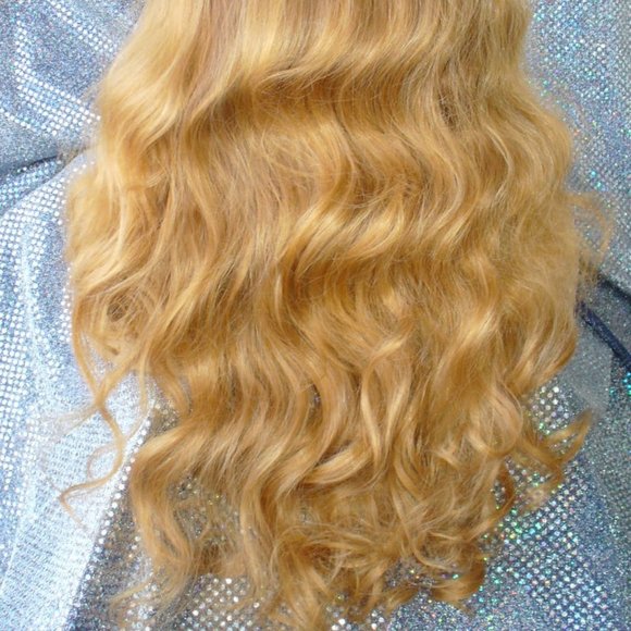 Ginger color long wavy synthetic heat ok wig main image 5